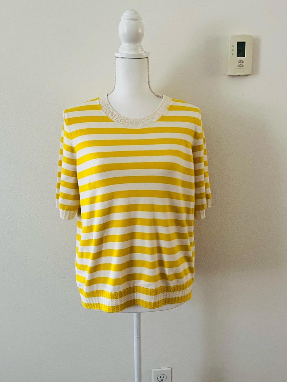 Boden Yellow and White Striped Crop Top